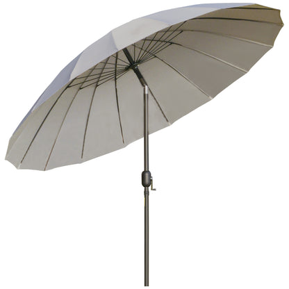 Terrace Umbrella Ø250 cm Garden Umbrella with Tiltable Angle 18 Ribs and Crank Waterproof Parasol for Patio Terrace Light Gray