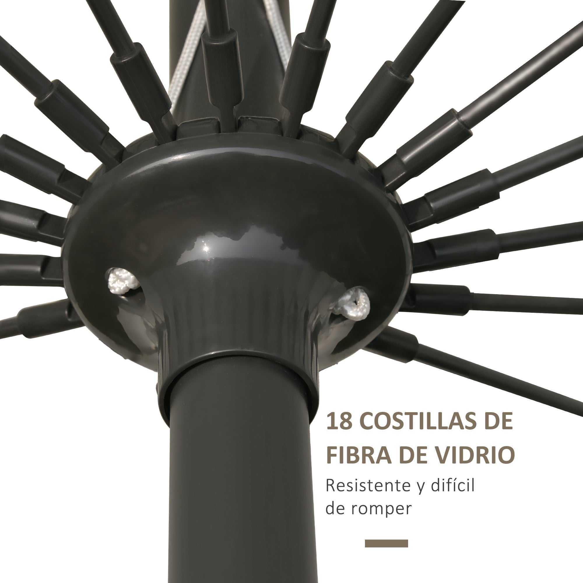Terrace Umbrella Ø250 cm Garden Umbrella with Tiltable Angle 18 Ribs and Crank Waterproof Parasol for Patio Terrace Light Gray