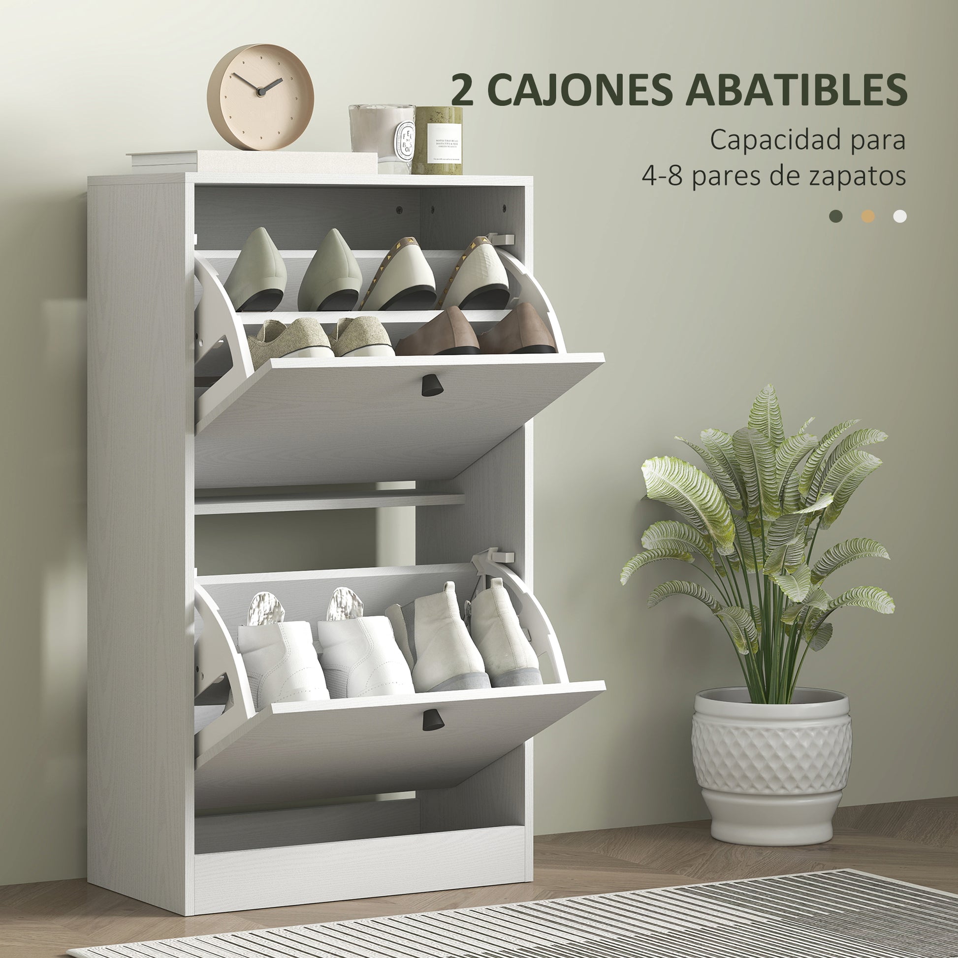 Narrow Shoe Cabinet with 2 Flip-Down Doors Shoe Organizer Entryway with Adjustable Shelves for 8 Pairs of Shoes for Narrow Hallways 47x26x85 cm White Veined