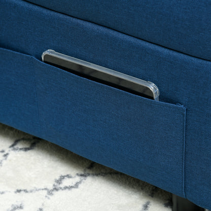 3-in-1 Sleeper Chair with Sleeper Function, Pull-Out Sofa Bed, Sleep Chair with Side Pocket, Adjustable Backrest, Up to 150 kg Load Capacity, for Living Room, Bedroom, Blue