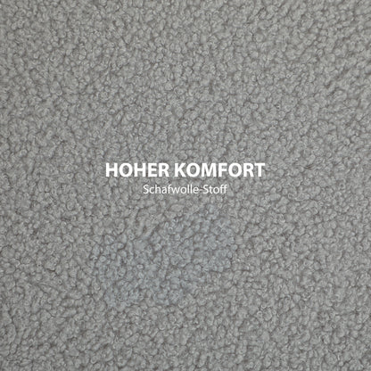 Storage Ottoman Pouf with Storage Round Upholstered Ottoman with Folding Lid, Wooden Legs, Modern, for Living Room, Bedroom, Gray, Ø56 x 42 cm