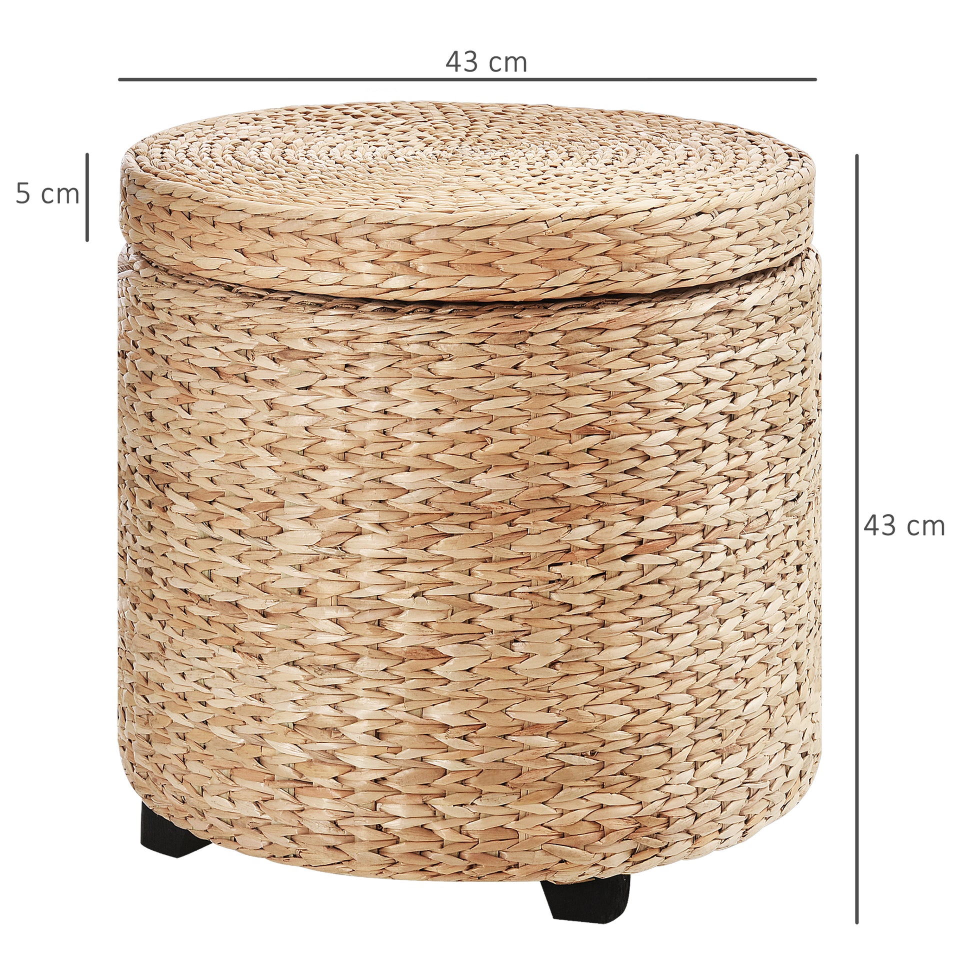 Storage Ottoman Footrest Seat Box Pouf Footstool with Legs, 43 x 43 x 43 cm Khaki