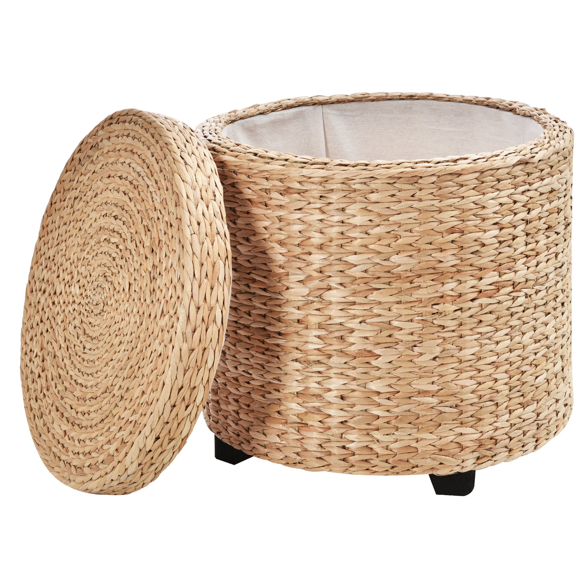 Storage Ottoman Footrest Seat Box Pouf Footstool with Legs, 43 x 43 x 43 cm Khaki