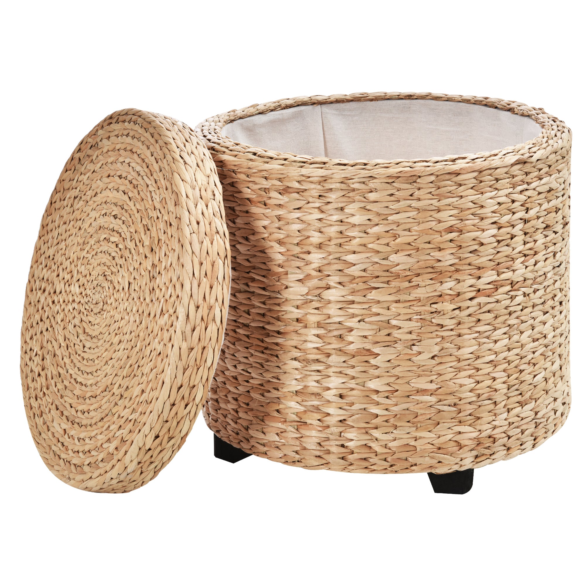 Storage Ottoman Footrest Seat Box Pouf Footstool with Legs, 43 x 43 x 43 cm Khaki