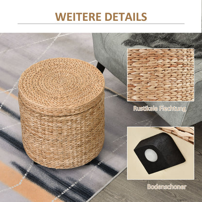 Storage Ottoman Footrest Seat Box Pouf Footstool with Legs, 43 x 43 x 43 cm Khaki