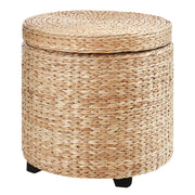 Storage Ottoman Footrest Seat Box Pouf Footstool with Legs, 43 x 43 x 43 cm Khaki
