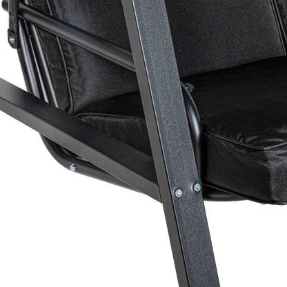Hollywood Swing 2-Seater Garden Swing with Adjustable Canopy, Cushions, Swing Bench up to 220 kg Capacity, for Garden, Balcony, Black, 145 x 116 x 172 cm