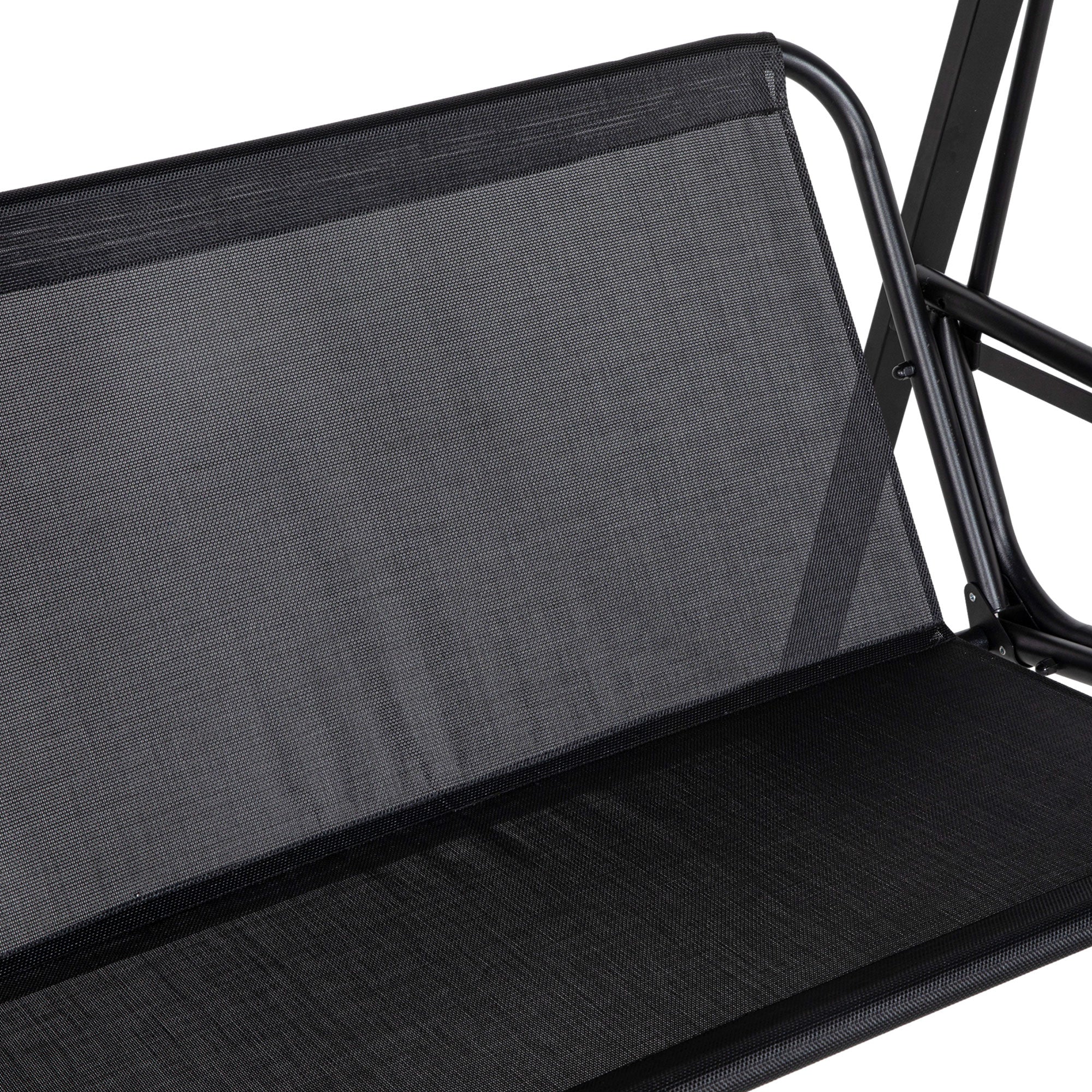 Hollywood Swing 2-Seater Garden Swing with Adjustable Canopy, Cushions, Swing Bench up to 220 kg Capacity, for Garden, Balcony, Black, 145 x 116 x 172 cm