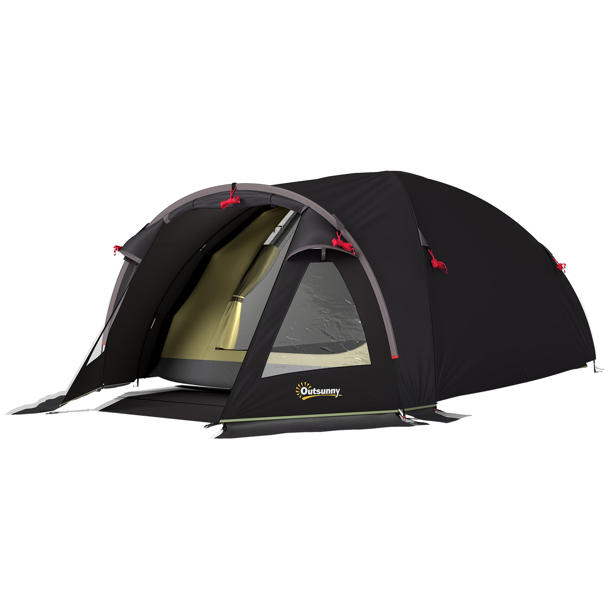 Camping Tent for 4 Persons Lightweight, Stable, Waterproof UV 50+ Tunnel Tent with Awning, Side Door & Window, Groundsheet Family Tent with 3000mm Water Column Camping Tent for Travel, Trekking, Garden
