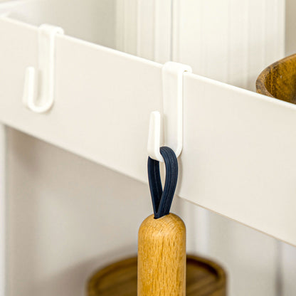 Serving Trolley with 4 Levels Kitchen Cart with Wheels Trolley with Hooks Utility Cart for Kitchen Office Bathroom, White