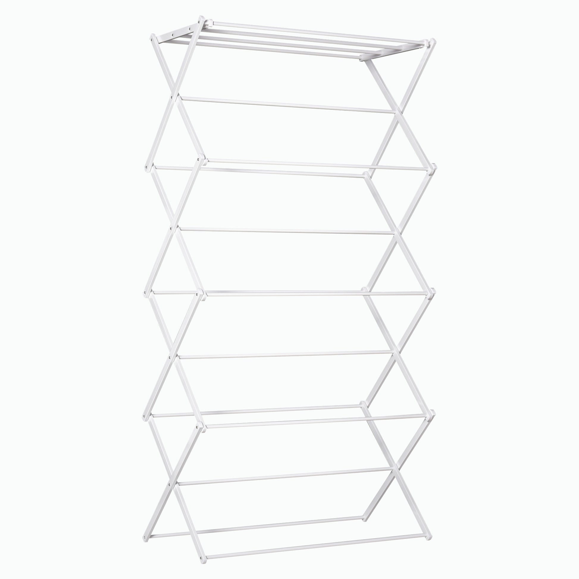 Folding Laundry Rack 8-Tier Drying Rack Tower Dryer Tower Laundry Rack Clothes Drying Rack Metal Plastic White 74 x 35 x 144 cm