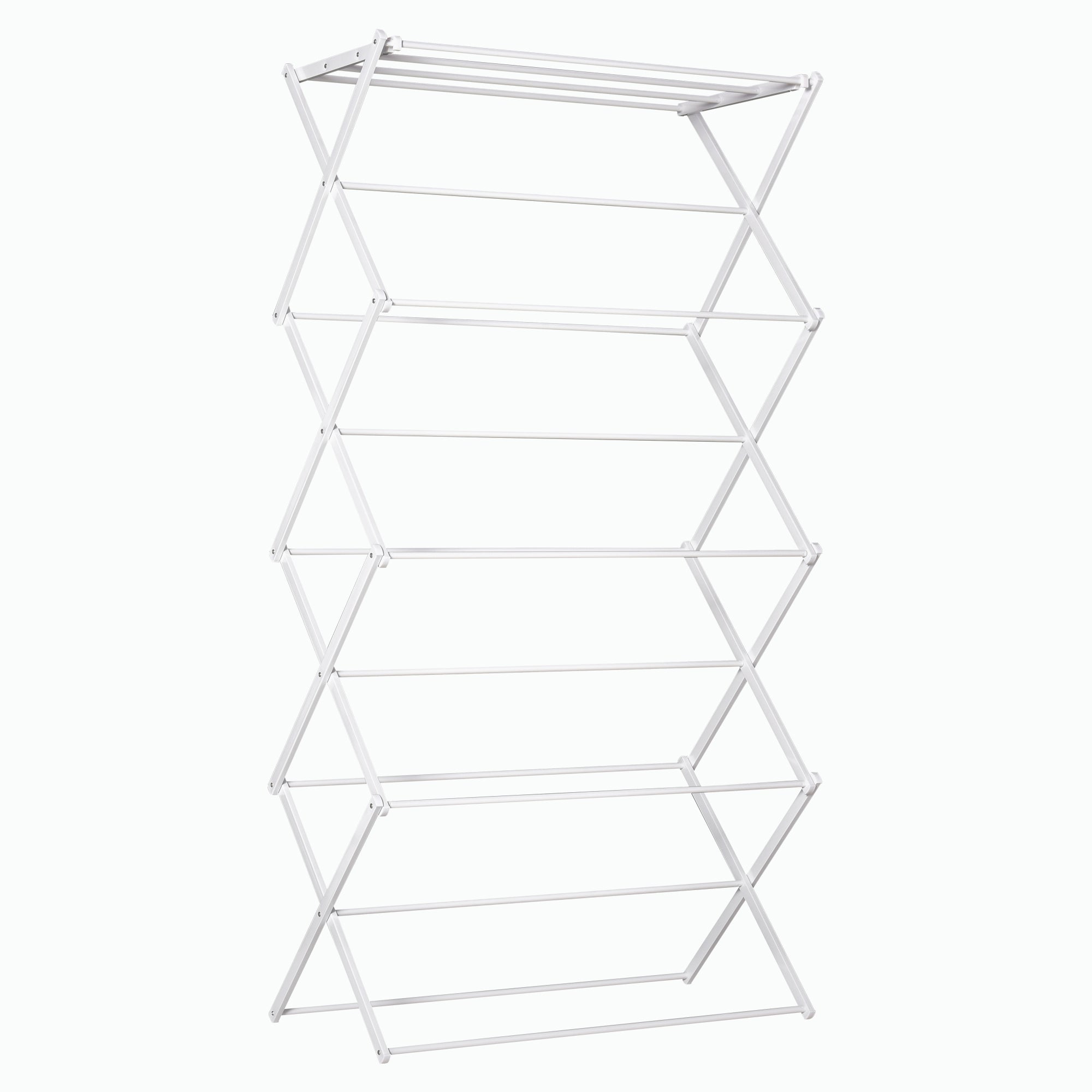 Folding Laundry Rack 8-Tier Drying Rack Tower Dryer Tower Laundry Rack Clothes Drying Rack Metal Plastic White 74 x 35 x 144 cm