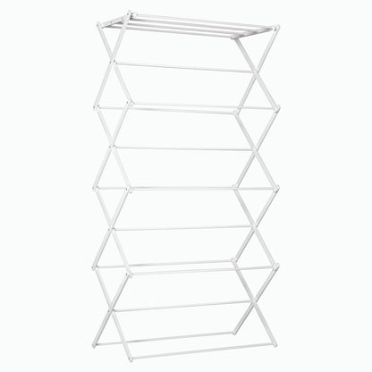 Folding Laundry Rack 8-Tier Drying Rack Tower Dryer Tower Laundry Rack Clothes Drying Rack Metal Plastic White 74 x 35 x 144 cm