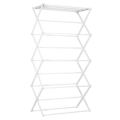 Folding Laundry Rack 8-Tier Drying Rack Tower Dryer Tower Laundry Rack Clothes Drying Rack Metal Plastic White 74 x 35 x 144 cm