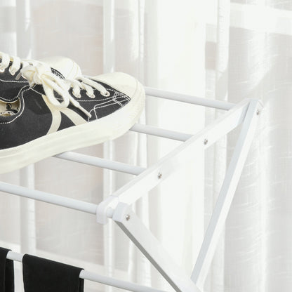 Folding Laundry Rack 8-Tier Drying Rack Tower Dryer Tower Laundry Rack Clothes Drying Rack Metal Plastic White 74 x 35 x 144 cm