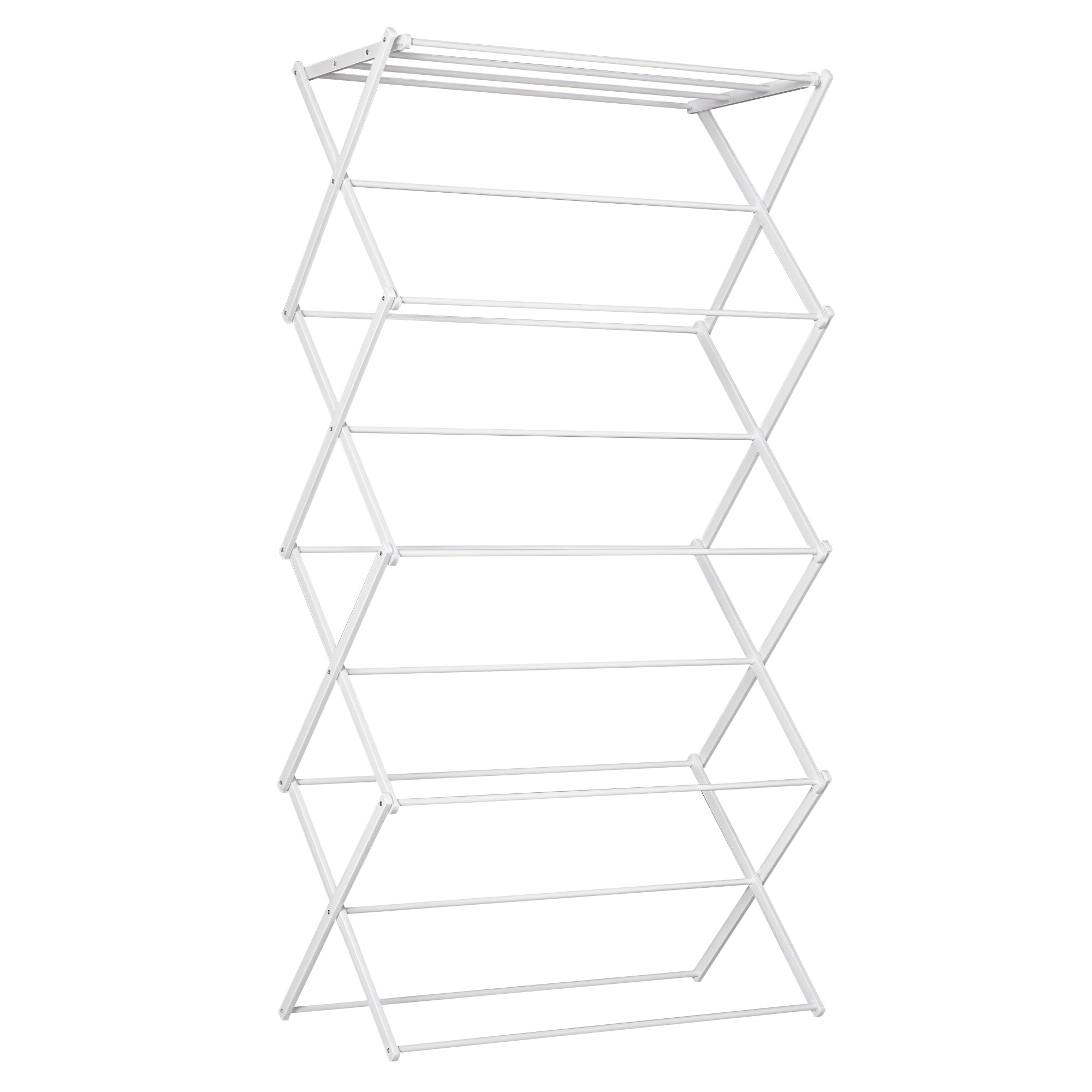Folding Laundry Rack 8-Tier Drying Rack Tower Dryer Tower Laundry Rack Clothes Drying Rack Metal Plastic White 74 x 35 x 144 cm