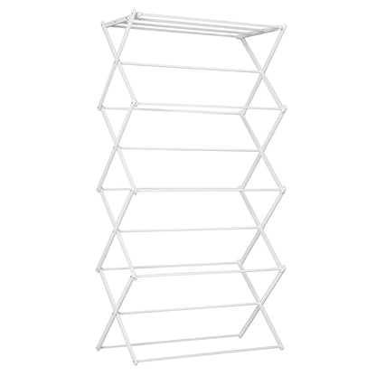 Folding Laundry Rack 8-Tier Drying Rack Tower Dryer Tower Laundry Rack Clothes Drying Rack Metal Plastic White 74 x 35 x 144 cm