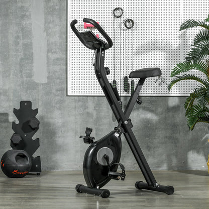 Folding Exercise Bike with 8 Levels of Magnetic Resistance Fitness Exercise Bike with LCD Display and Adjustable Seat for Home Office 43x85x109 cm Black