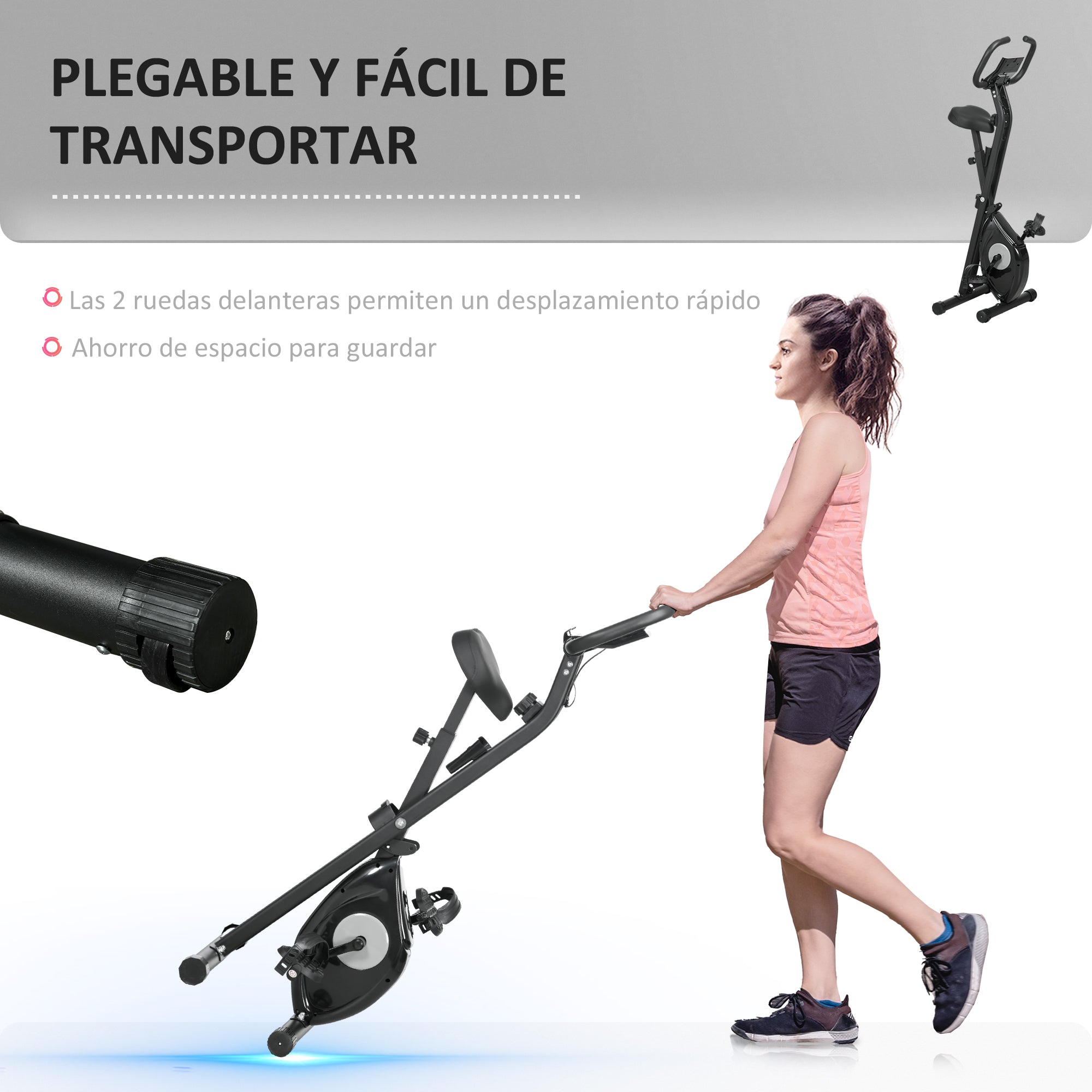 Folding Exercise Bike with 8 Levels of Magnetic Resistance Fitness Exercise Bike with LCD Display and Adjustable Seat for Home Office 43x85x109 cm Black
