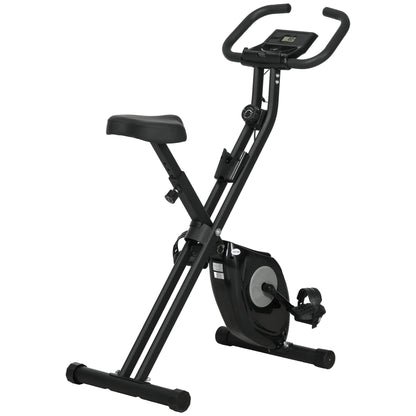 Folding Exercise Bike with 8 Levels of Magnetic Resistance Fitness Exercise Bike with LCD Display and Adjustable Seat for Home Office 43x85x109 cm Black