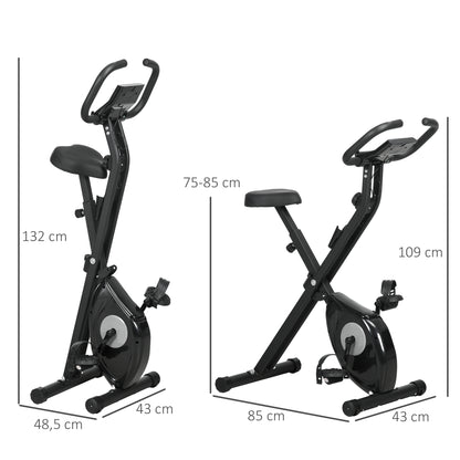 Folding Exercise Bike with 8 Levels of Magnetic Resistance Fitness Exercise Bike with LCD Display and Adjustable Seat for Home Office 43x85x109 cm Black