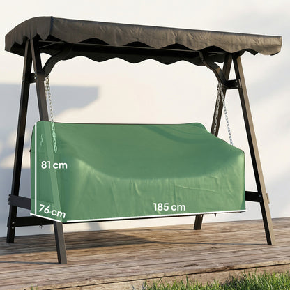 3-Seater Swing Cover — Waterproof, Windproof & UV-Resistant, PU-Coated Oxford, 185 x 76 x 81 cm (73" x 30" x 32") — Black
