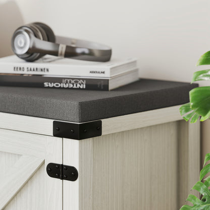 Rustic Shoe Bench Shoe Organizer Bench with Seat Shoe Storage Bench with Compartments Cushion for 7 Pairs of Shoes for Entryway Living Room Bedroom 100x40x48 cm White and Gray