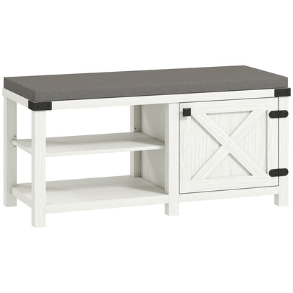 Rustic Shoe Bench Shoe Organizer Bench with Seat Shoe Storage Bench with Compartments Cushion for 7 Pairs of Shoes for Entryway Living Room Bedroom 100x40x48 cm White and Gray