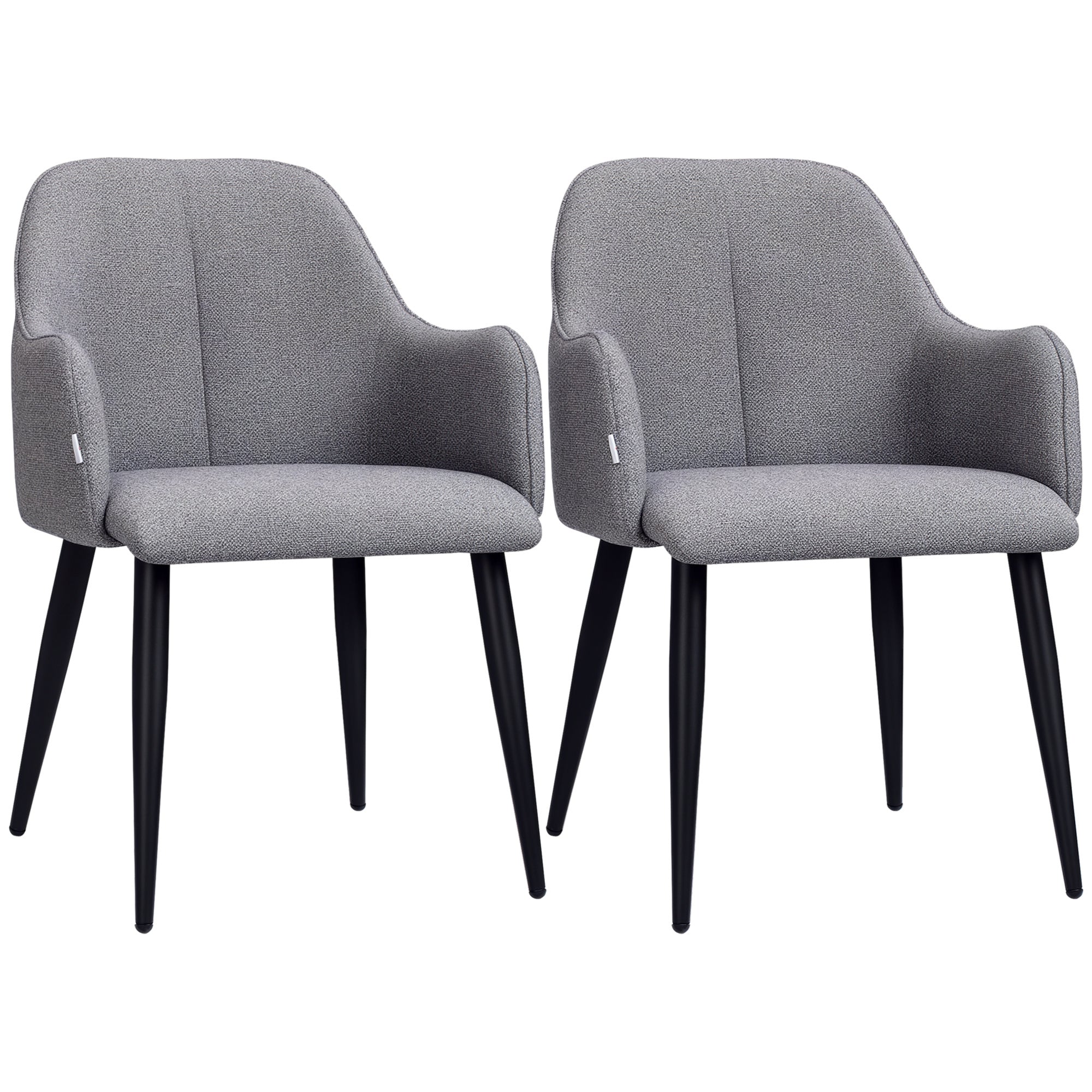 Set of 2 Chairs for Dining Room with Fabric and Steel Frame - inviting seat - dark gray