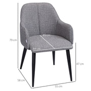 Set of 2 Chairs for Dining Room with Fabric and Steel Frame - inviting seat - dark gray