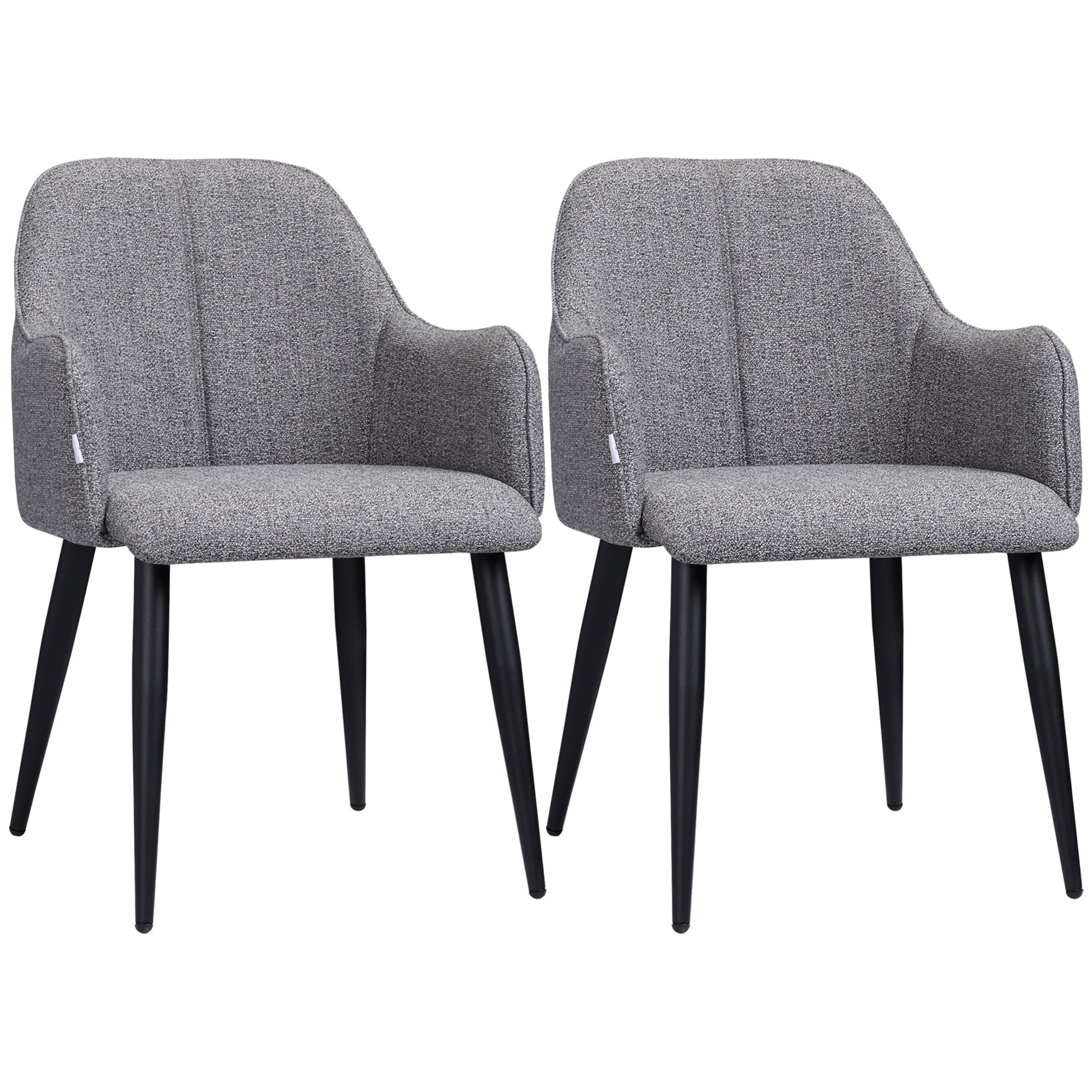 Set of 2 Chairs for Dining Room with Fabric and Steel Frame - inviting seat - dark gray