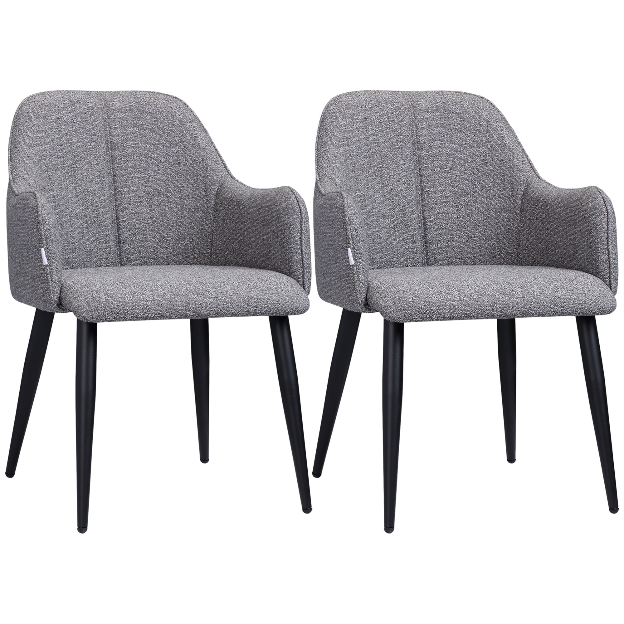 Set of 2 Chairs for Dining Room with Fabric and Steel Frame - inviting seat - dark gray