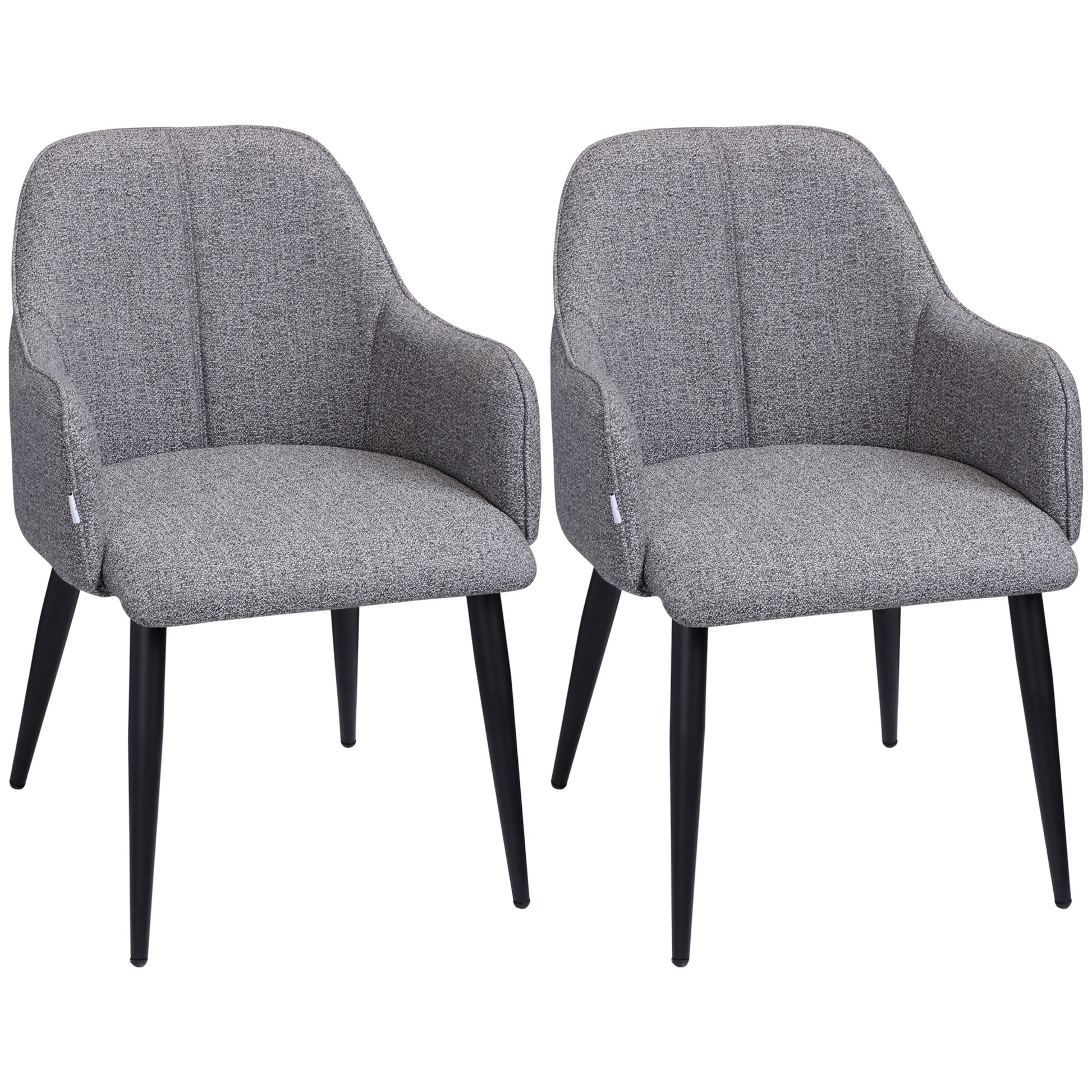 Set of 2 Chairs for Dining Room with Fabric and Steel Frame - inviting seat - dark gray