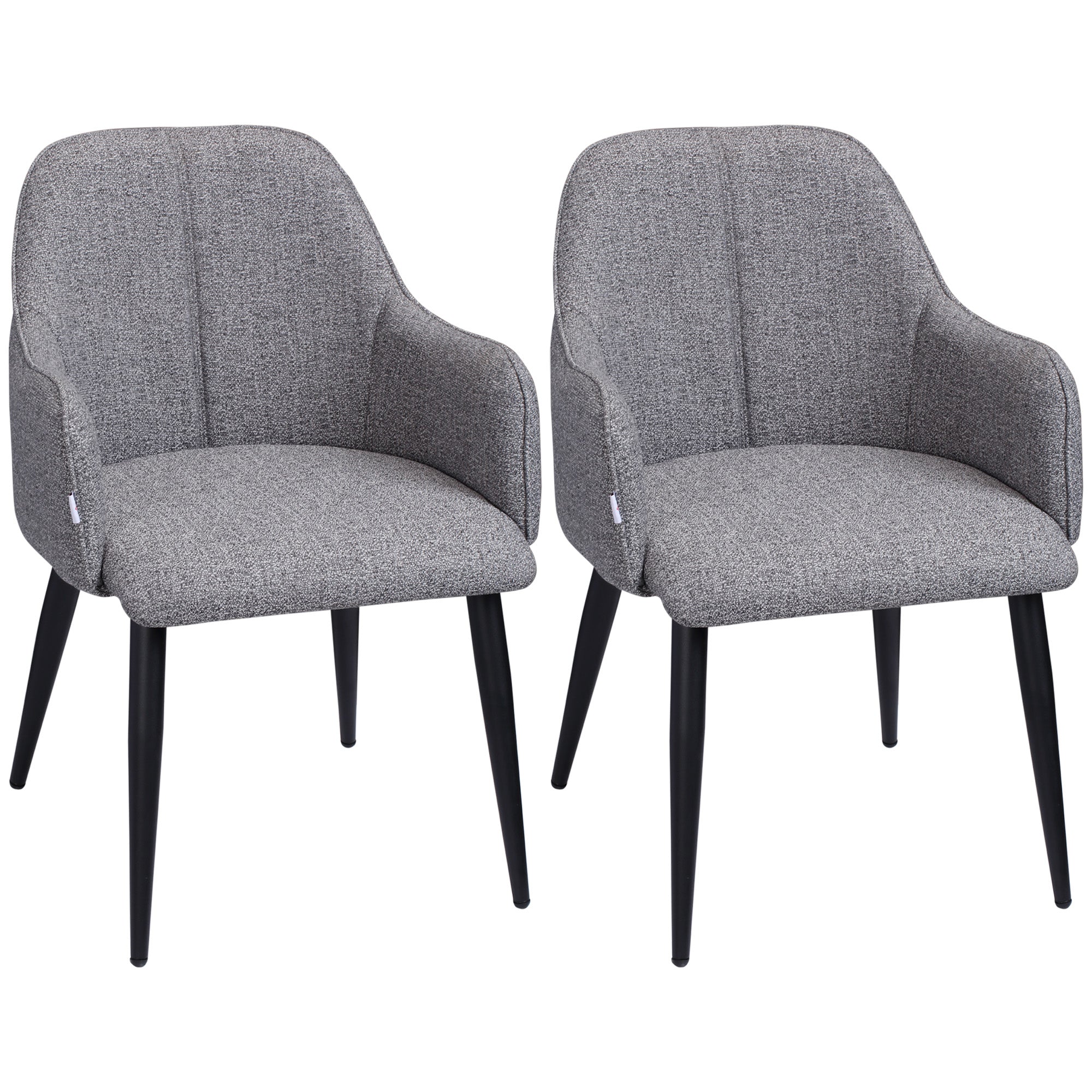 Set of 2 Chairs for Dining Room with Fabric and Steel Frame - inviting seat - dark gray