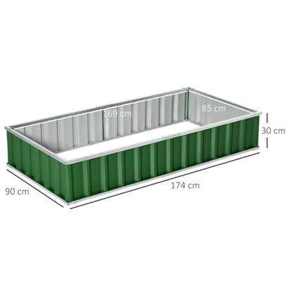 Garden Square Planter 174 x 90 x 30 cm - modular, Tool-Free Assembly, Gloves Included - corrugated steel Green