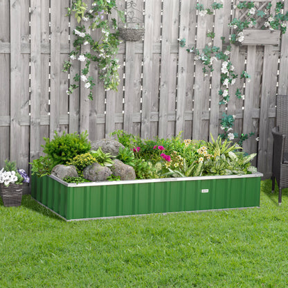 Garden Square Planter 174 x 90 x 30 cm - modular, Tool-Free Assembly, Gloves Included - corrugated steel Green