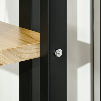 4-Tier Plant Stand, 110 cm High Flower Stand for Indoor Outdoor, Wooden Plant Shelf, Multi-layer Flower Rack, Flower Stand for Garden Balcony, Black+Natural Wood