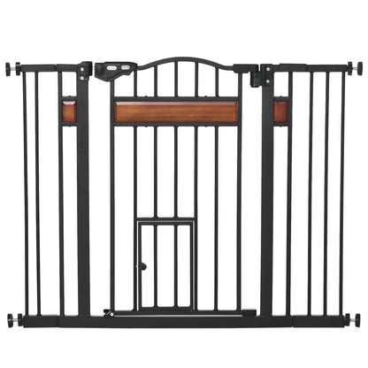 Expandable Safety Gate for Doors and Stairs Dog Gate with Adjustable Height Auto-Locking and Double Locking System 93x76.2 cm Black