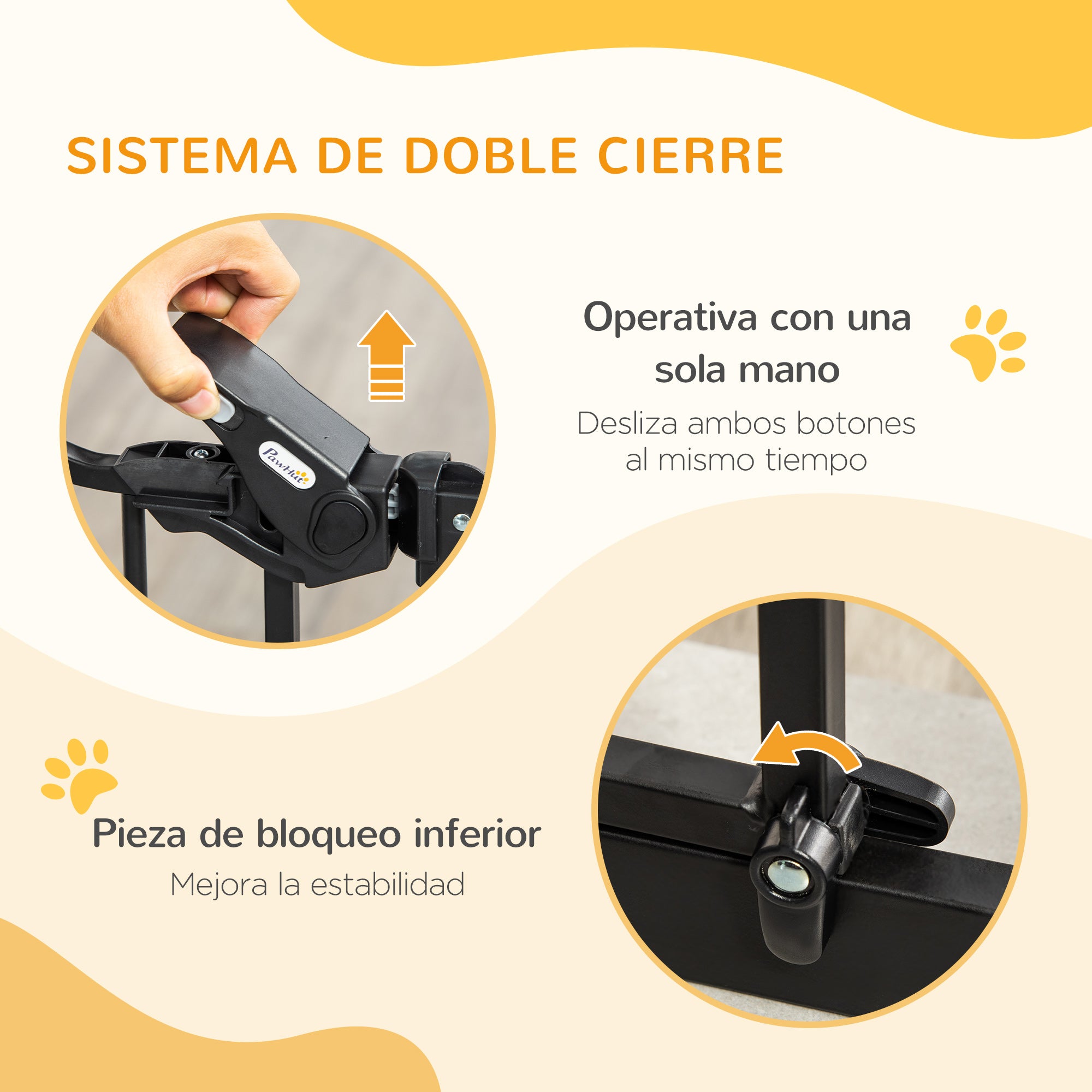 Expandable Safety Gate for Doors and Stairs Dog Gate with Adjustable Height Auto-Locking and Double Locking System 93x76.2 cm Black
