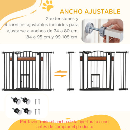 Expandable Safety Gate for Doors and Stairs Dog Gate with Adjustable Height Auto-Locking and Double Locking System 93x76.2 cm Black