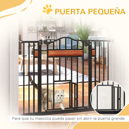 Expandable Safety Gate for Doors and Stairs Dog Gate with Adjustable Height Auto-Locking and Double Locking System 93x76.2 cm Black