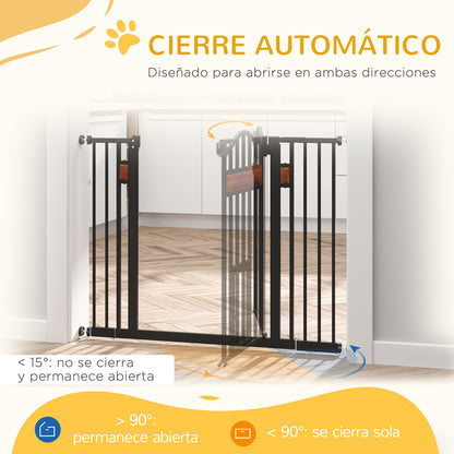 Expandable Safety Gate for Doors and Stairs Dog Gate with Adjustable Height Auto-Locking and Double Locking System 93x76.2 cm Black