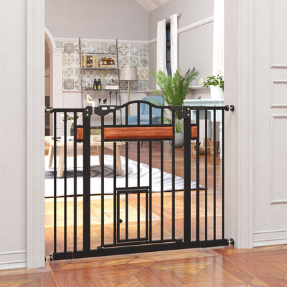 Expandable Safety Gate for Doors and Stairs Dog Gate with Adjustable Height Auto-Locking and Double Locking System 93x76.2 cm Black