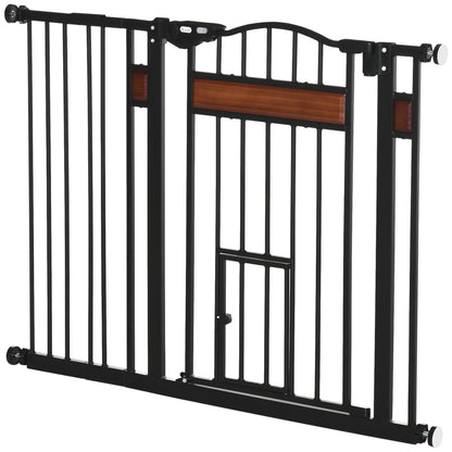 Expandable Safety Gate for Doors and Stairs Dog Gate with Adjustable Height Auto-Locking and Double Locking System 93x76.2 cm Black