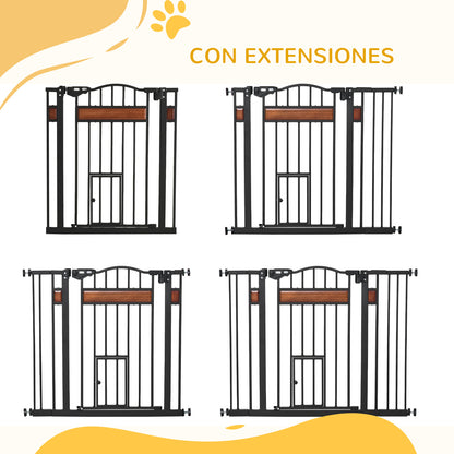 Expandable Safety Gate for Doors and Stairs Dog Gate with Adjustable Height Auto-Locking and Double Locking System 93x76.2 cm Black