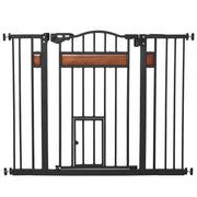 Expandable Safety Gate for Doors and Stairs Dog Gate with Adjustable Height Auto-Locking and Double Locking System 93x76.2 cm Black