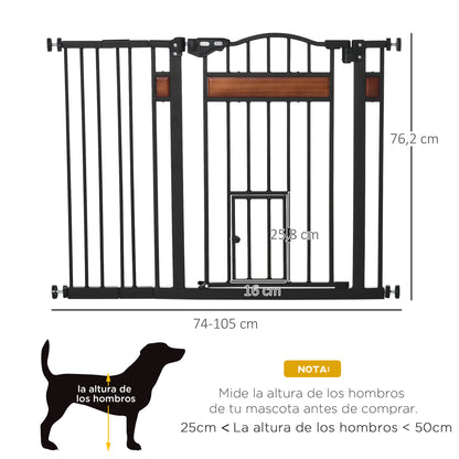 Expandable Safety Gate for Doors and Stairs Dog Gate with Adjustable Height Auto-Locking and Double Locking System 93x76.2 cm Black