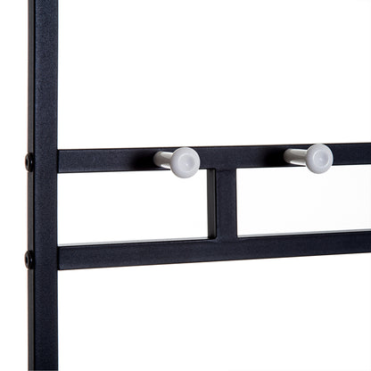 Coat Stand Clothes Rail with 5 Hooks and Shoe Bench with 2 Levels Metal Coat Stand for Hallway, Bedroom, 72.5 x35 x 180cm