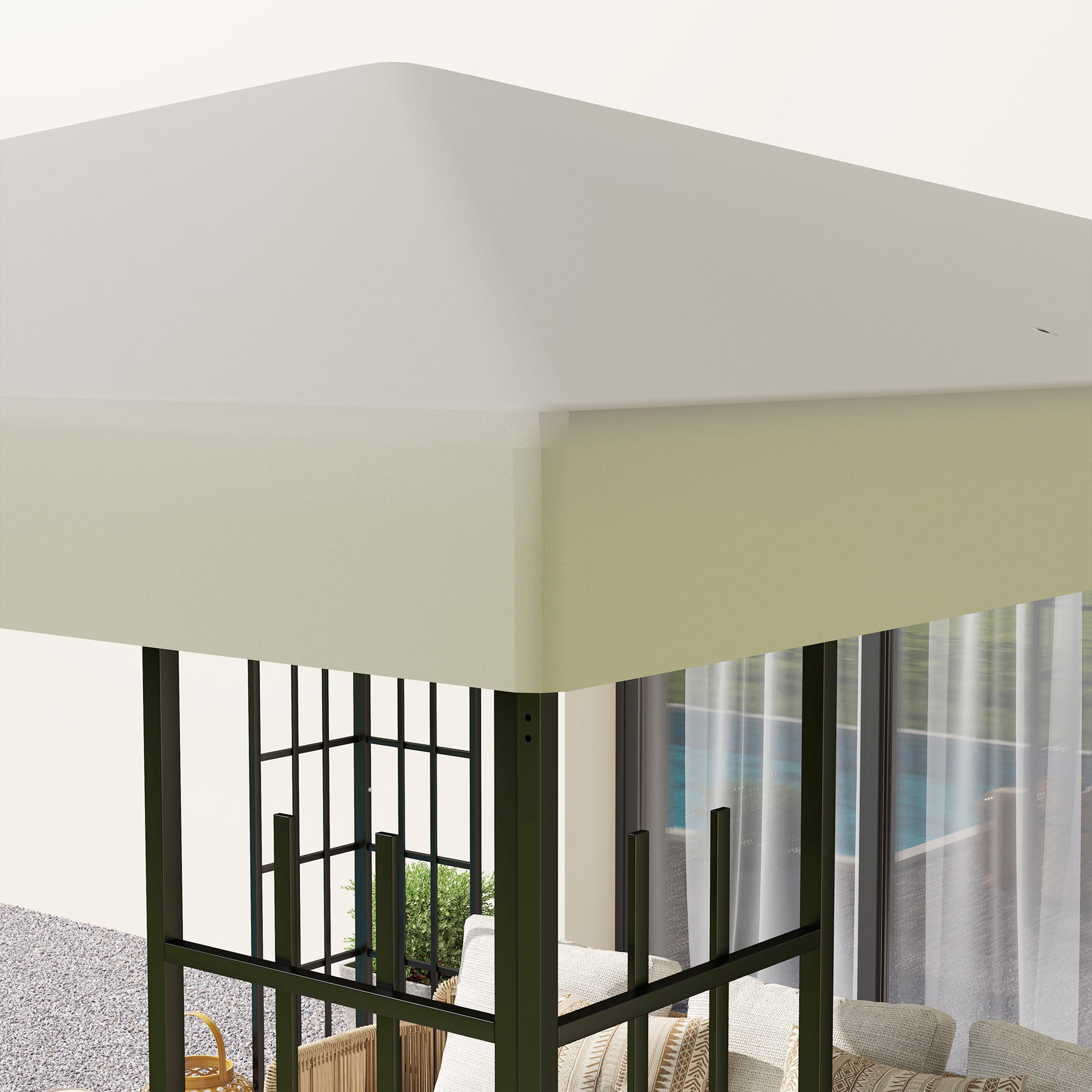 Replacement Canopy for 3 x 3 m Pavilion, Waterproof Pavilion Roof, Replacement Cover for Garden Pavilion, Replacement Parts made of Oxford Fabric, 370 gsm, Cream White
