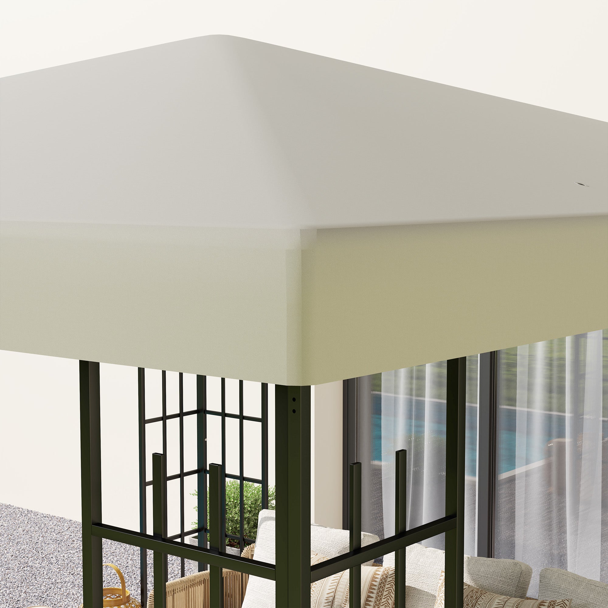 Replacement Canopy for 3 x 3 m Pavilion, Waterproof Pavilion Roof, Replacement Cover for Garden Pavilion, Replacement Parts made of Oxford Fabric, 370 gsm, Cream White